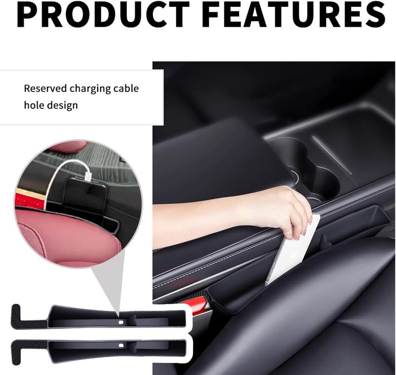 Stacool 2PCS New Car Seat Gap Filler with 2 Storage Areas,Stylish Car Seat Gap Storage for Stabilizing Phone,Keys Wallet,Universal Car Seat Gap Filler Organizer Interior Accessories (Carbon Black) - Image 4